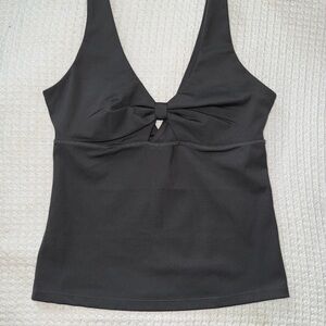 Girlfriend Collective Gray Tank Top with Bow Detail